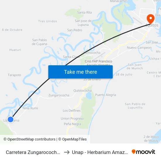 Carretera Zungarococha, 6981 to Unap - Herbarium Amazonense map