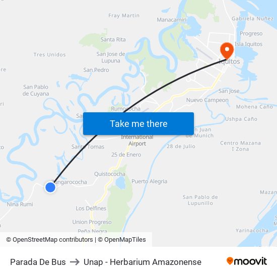 Parada De Bus to Unap - Herbarium Amazonense map