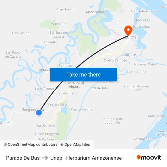 Parada De Bus to Unap - Herbarium Amazonense map