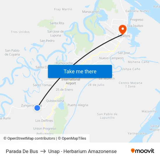 Parada De Bus to Unap - Herbarium Amazonense map