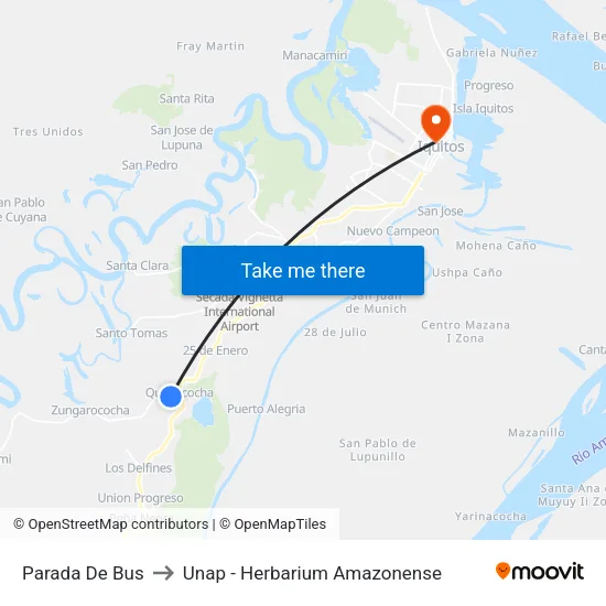 Parada De Bus to Unap - Herbarium Amazonense map