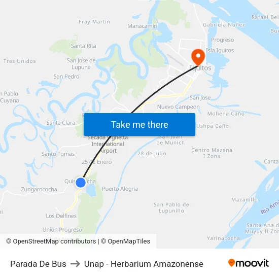 Parada De Bus to Unap - Herbarium Amazonense map