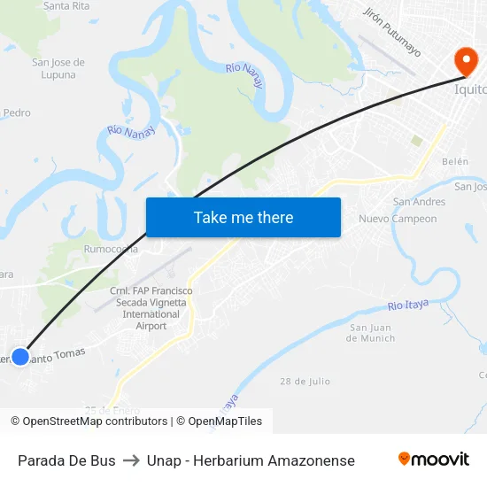 Parada De Bus to Unap - Herbarium Amazonense map