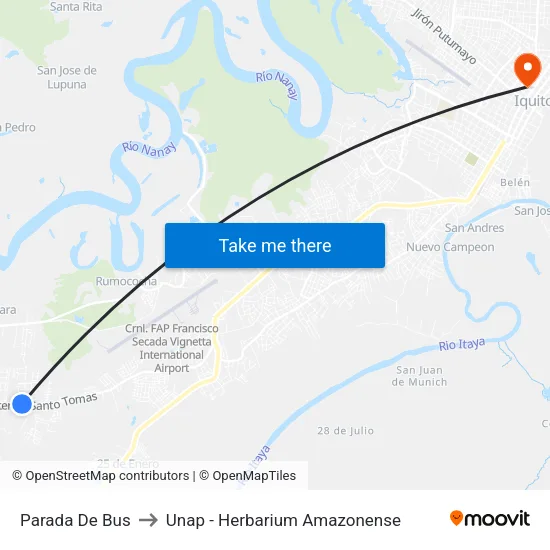 Parada De Bus to Unap - Herbarium Amazonense map