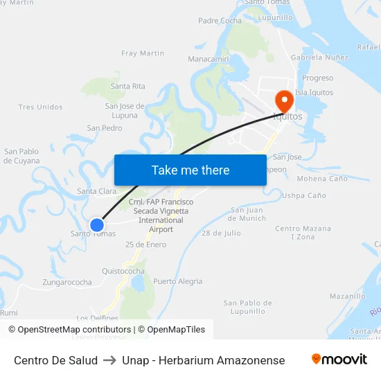 Centro De Salud to Unap - Herbarium Amazonense map