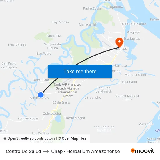Centro De Salud to Unap - Herbarium Amazonense map