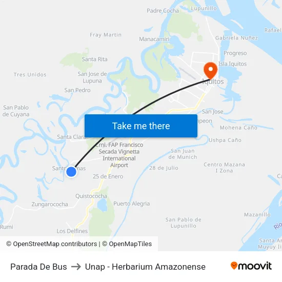 Parada De Bus to Unap - Herbarium Amazonense map