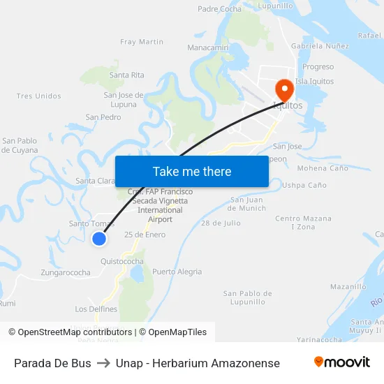 Parada De Bus to Unap - Herbarium Amazonense map