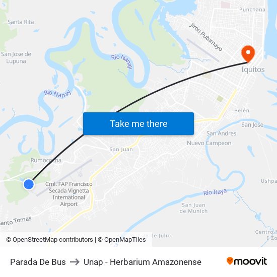 Parada De Bus to Unap - Herbarium Amazonense map