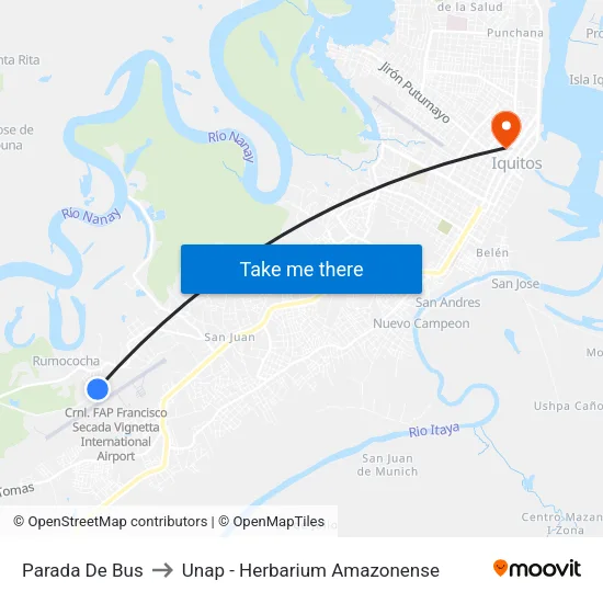 Parada De Bus to Unap - Herbarium Amazonense map
