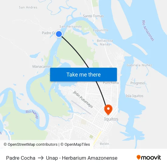 Padre Cocha to Unap - Herbarium Amazonense map
