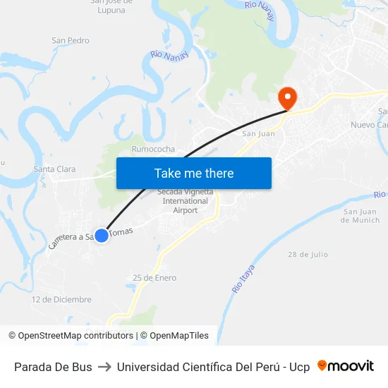 Parada De Bus to Universidad Científica Del Perú - Ucp map