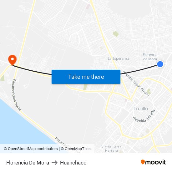Florencia De Mora to Huanchaco map