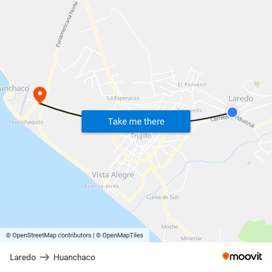 Laredo to Huanchaco map