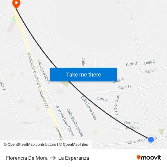 Florencia De Mora to La Esperanza map