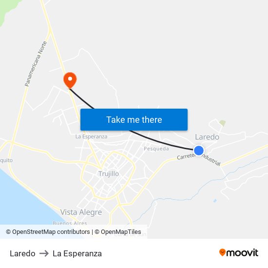 Laredo to La Esperanza map