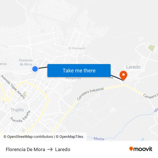 Florencia De Mora to Laredo map