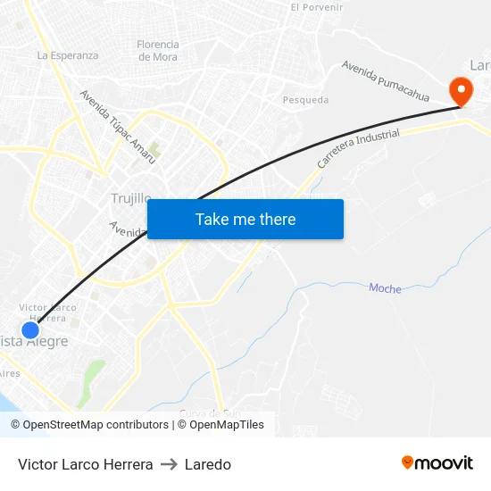 Victor Larco Herrera to Laredo map