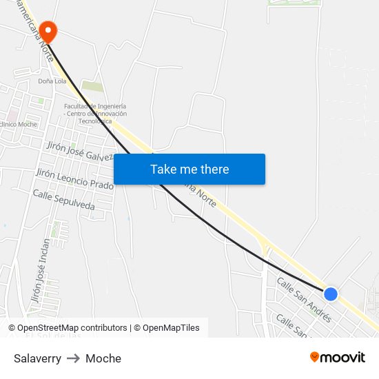 Salaverry to Moche map