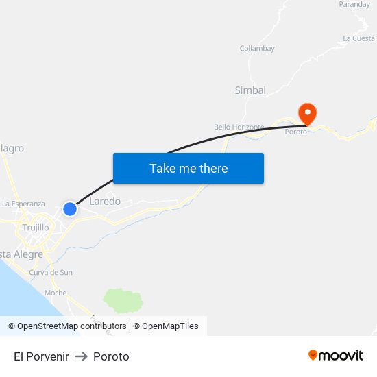 El Porvenir to Poroto map
