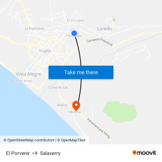 El Porvenir to Salaverry map