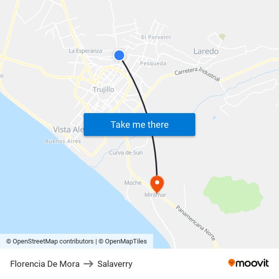 Florencia De Mora to Salaverry map