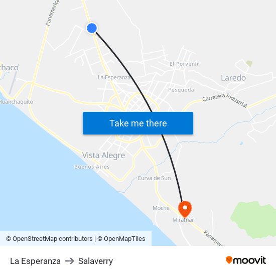 La Esperanza to Salaverry map