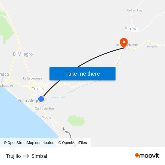 Trujillo to Simbal map