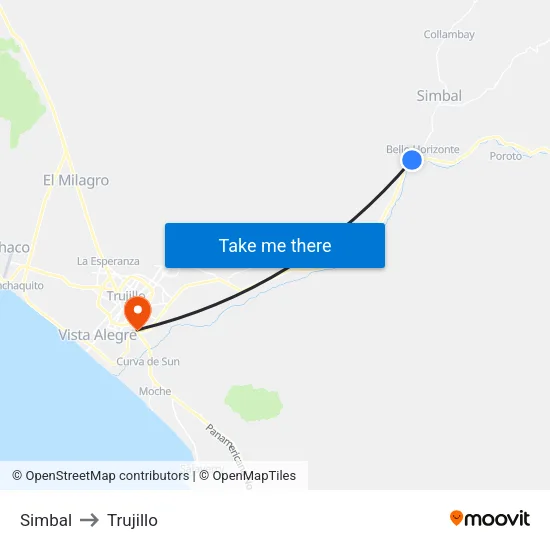 Simbal to Trujillo map