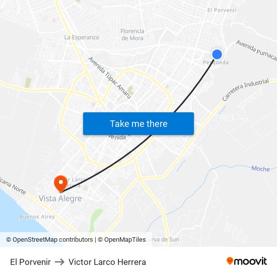 El Porvenir to Victor Larco Herrera map