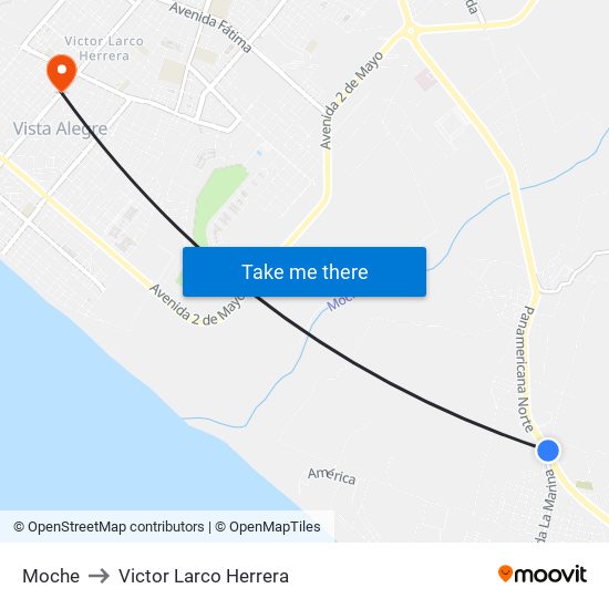 Moche to Victor Larco Herrera map