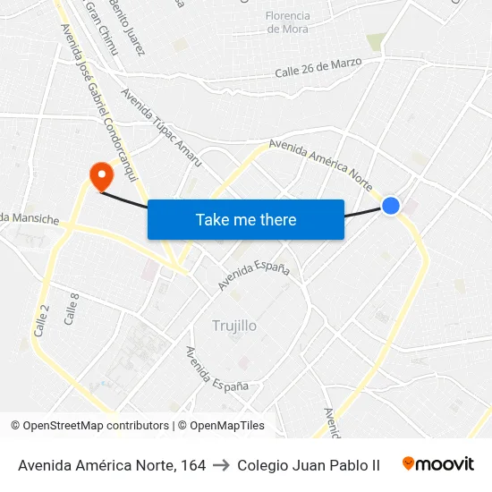 Avenida América Norte, 164 to Colegio Juan Pablo II map