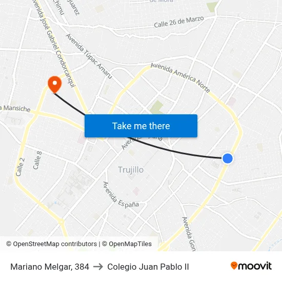 Mariano Melgar, 384 to Colegio Juan Pablo II map