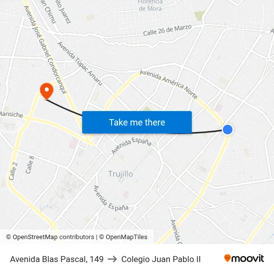 Avenida Blas Pascal, 149 to Colegio Juan Pablo II map