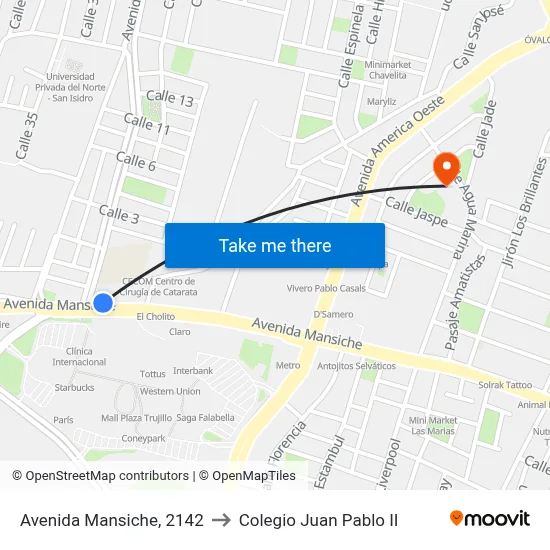 Avenida Mansiche, 2142 to Colegio Juan Pablo II map