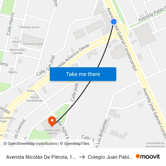 Avenida Nicolás De Piérola, 1414 to Colegio Juan Pablo II map