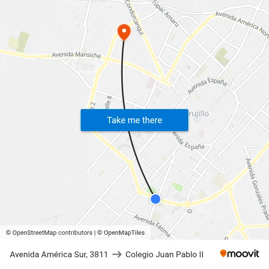 Avenida América Sur, 3811 to Colegio Juan Pablo II map