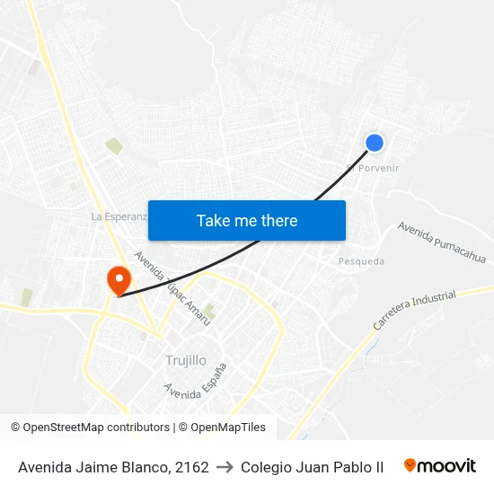 Avenida Jaime Blanco, 2162 to Colegio Juan Pablo II map