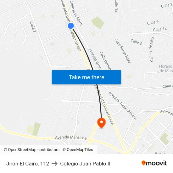 Jiron El Cairo, 112 to Colegio Juan Pablo II map