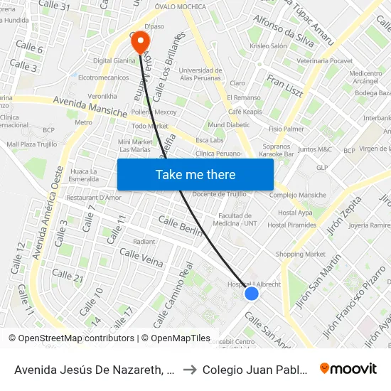Avenida Jesús De Nazareth, 79 to Colegio Juan Pablo II map