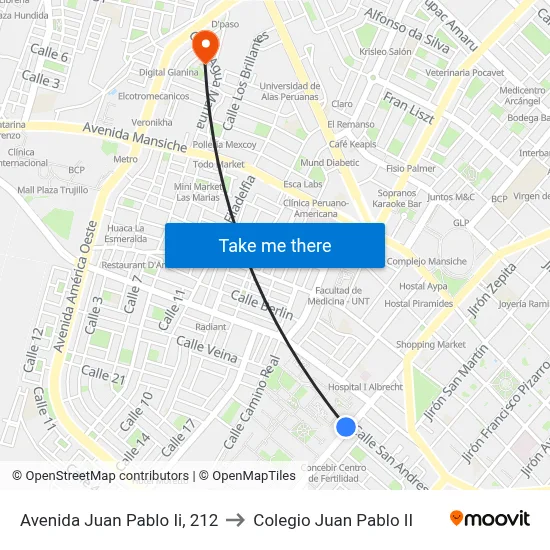Avenida Juan Pablo Ii, 212 to Colegio Juan Pablo II map