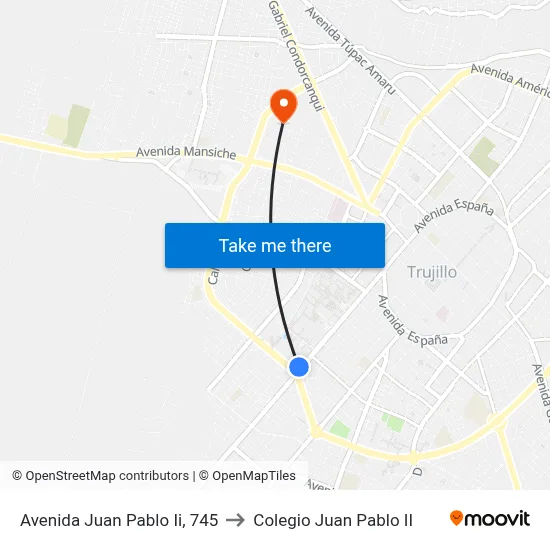 Avenida Juan Pablo Ii, 745 to Colegio Juan Pablo II map