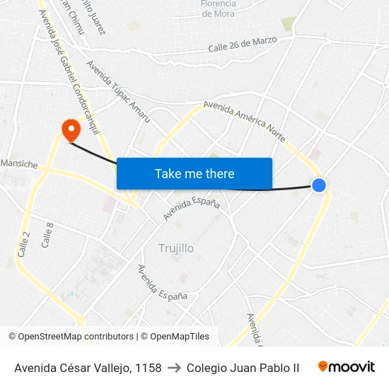 Avenida César Vallejo, 1158 to Colegio Juan Pablo II map