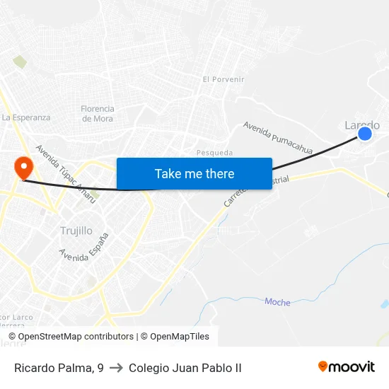 Ricardo Palma, 9 to Colegio Juan Pablo II map