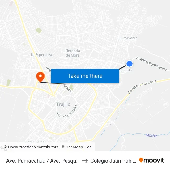 Ave. Pumacahua / Ave. Pesqueda to Colegio Juan Pablo II map