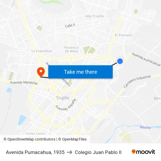 Avenida Pumacahua, 1935 to Colegio Juan Pablo II map