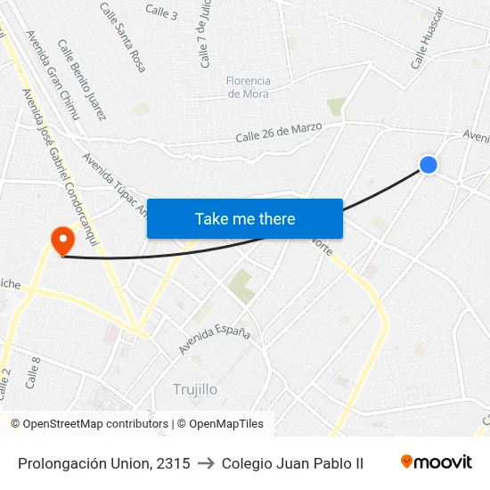 Prolongación Union, 2315 to Colegio Juan Pablo II map