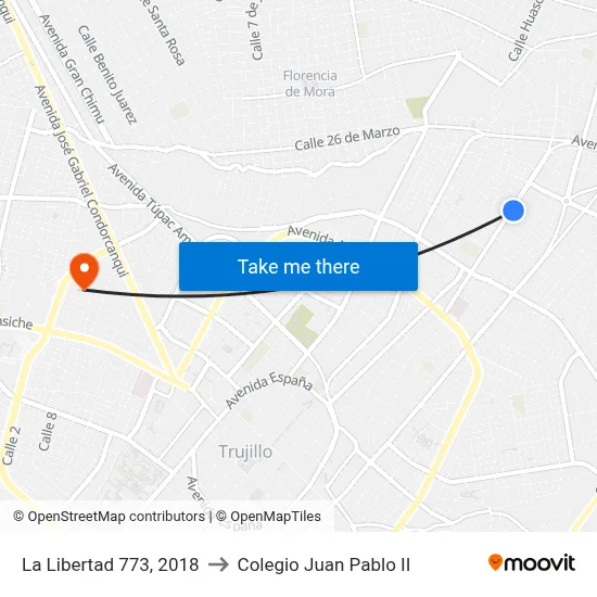 La Libertad 773, 2018 to Colegio Juan Pablo II map