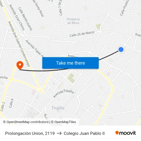 Prolongación Union, 2119 to Colegio Juan Pablo II map