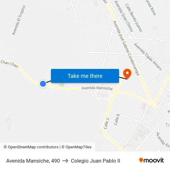Avenida Mansiche, 490 to Colegio Juan Pablo II map